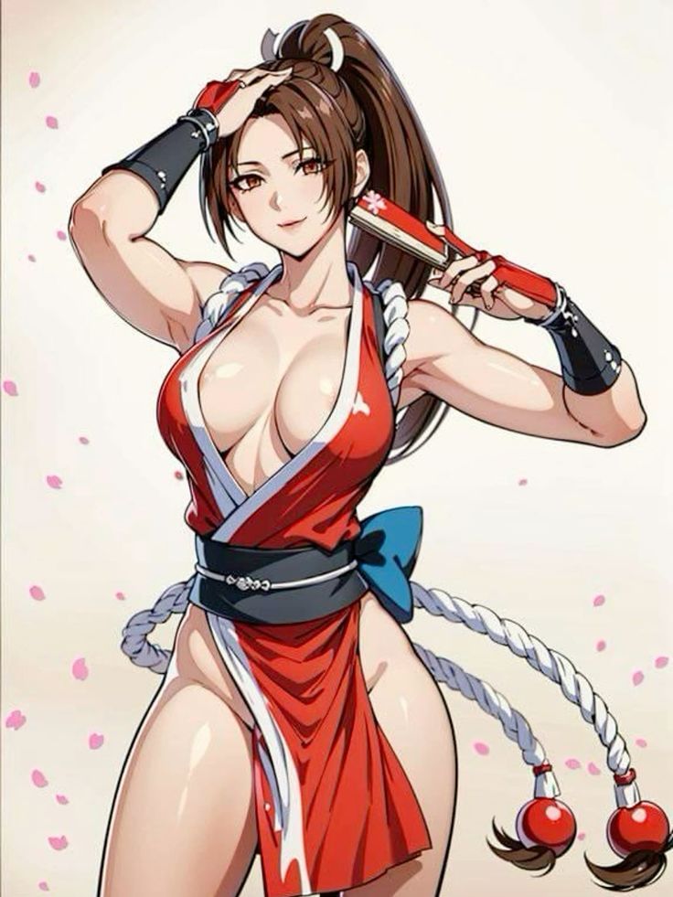 Muscular Anime Girl in Red Outfit