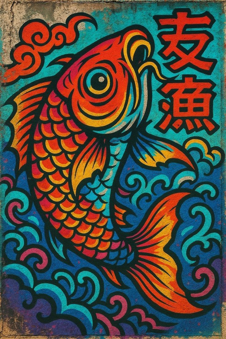 Colorful Koi Fish Painting