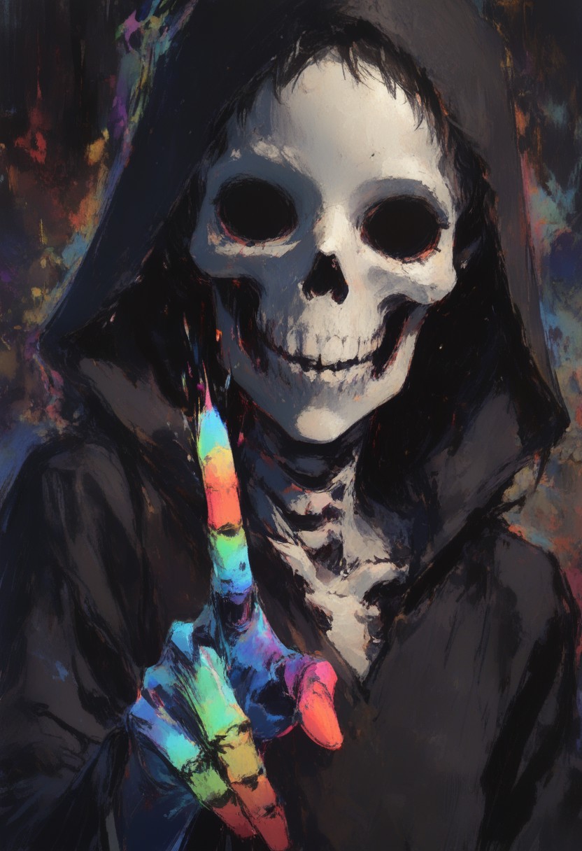 Skull with Rainbow Tie
