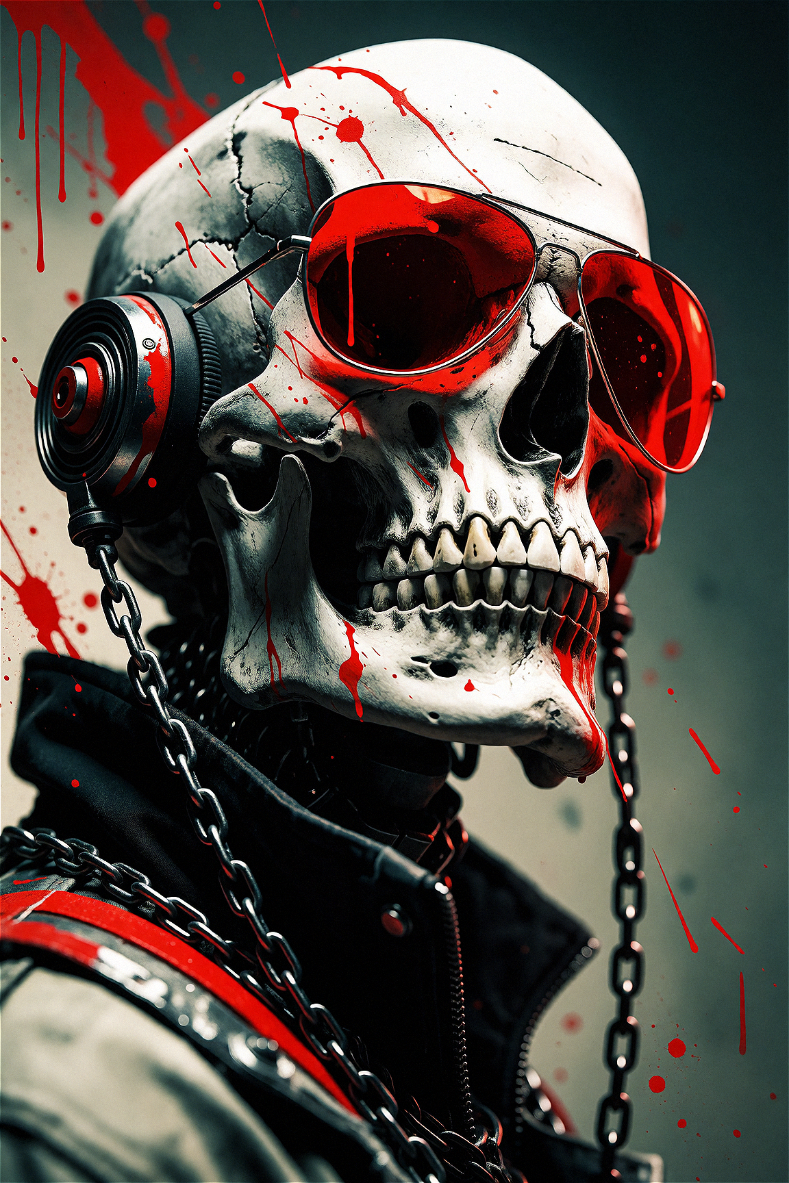 Cyberpunk Skull with Red Sunglasses