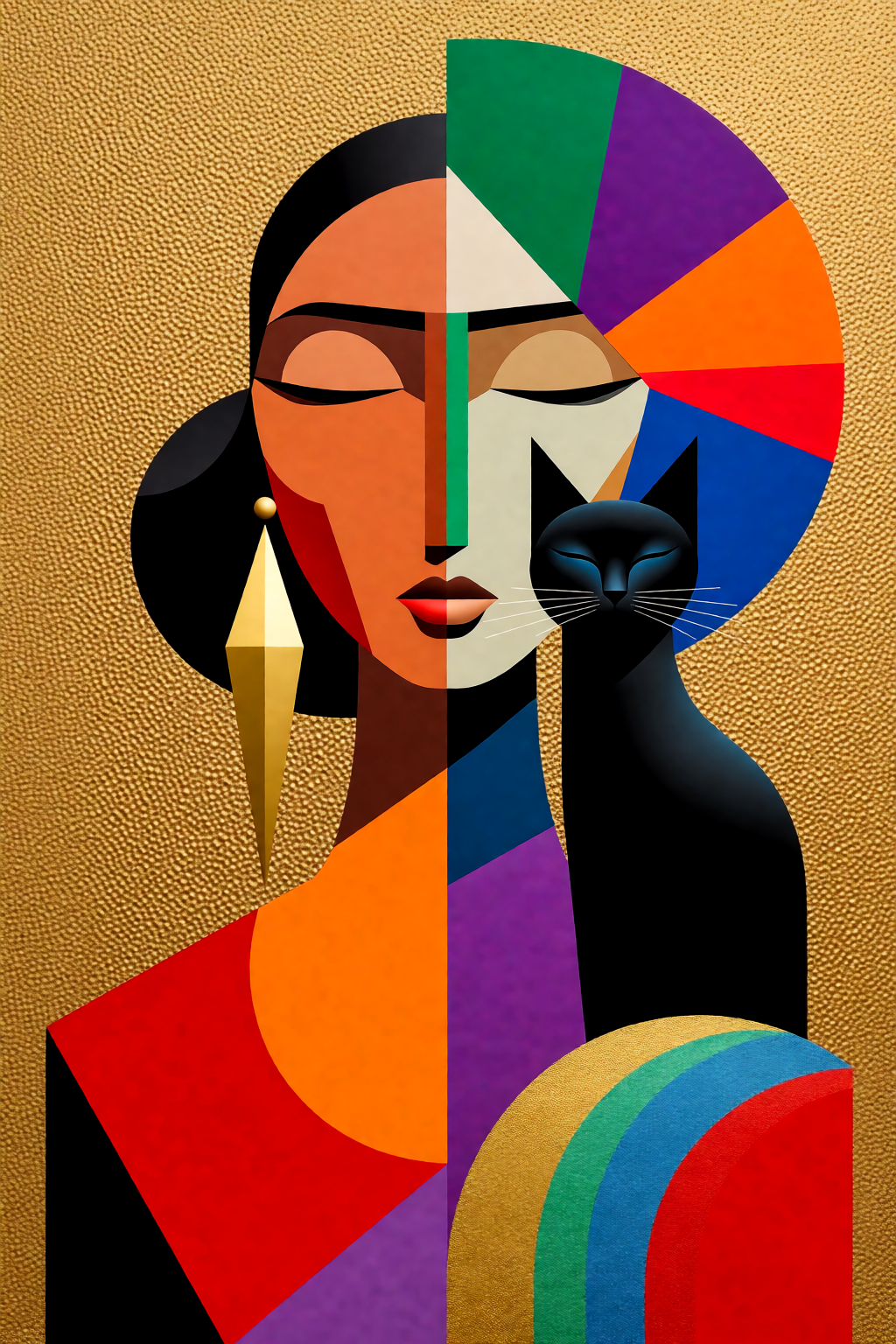 Abstract Woman and Cat