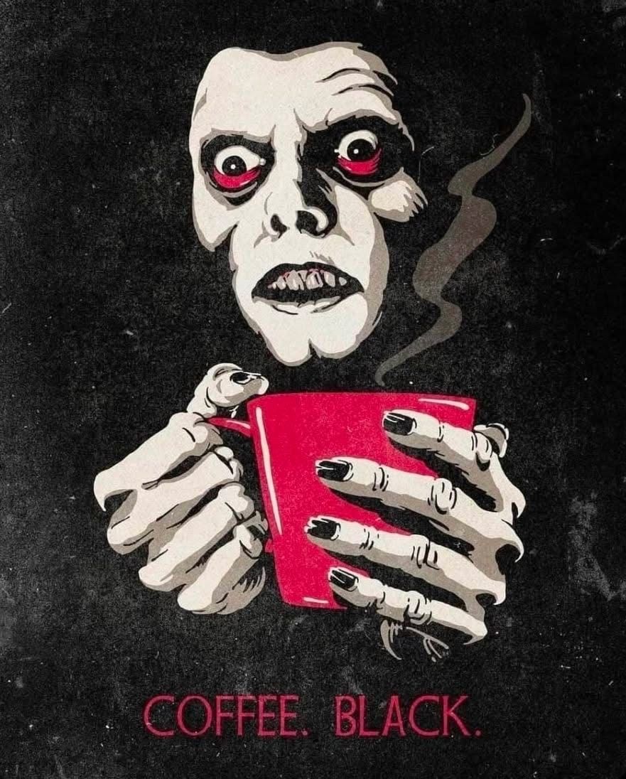 Creepy Skeleton Drinking Coffee