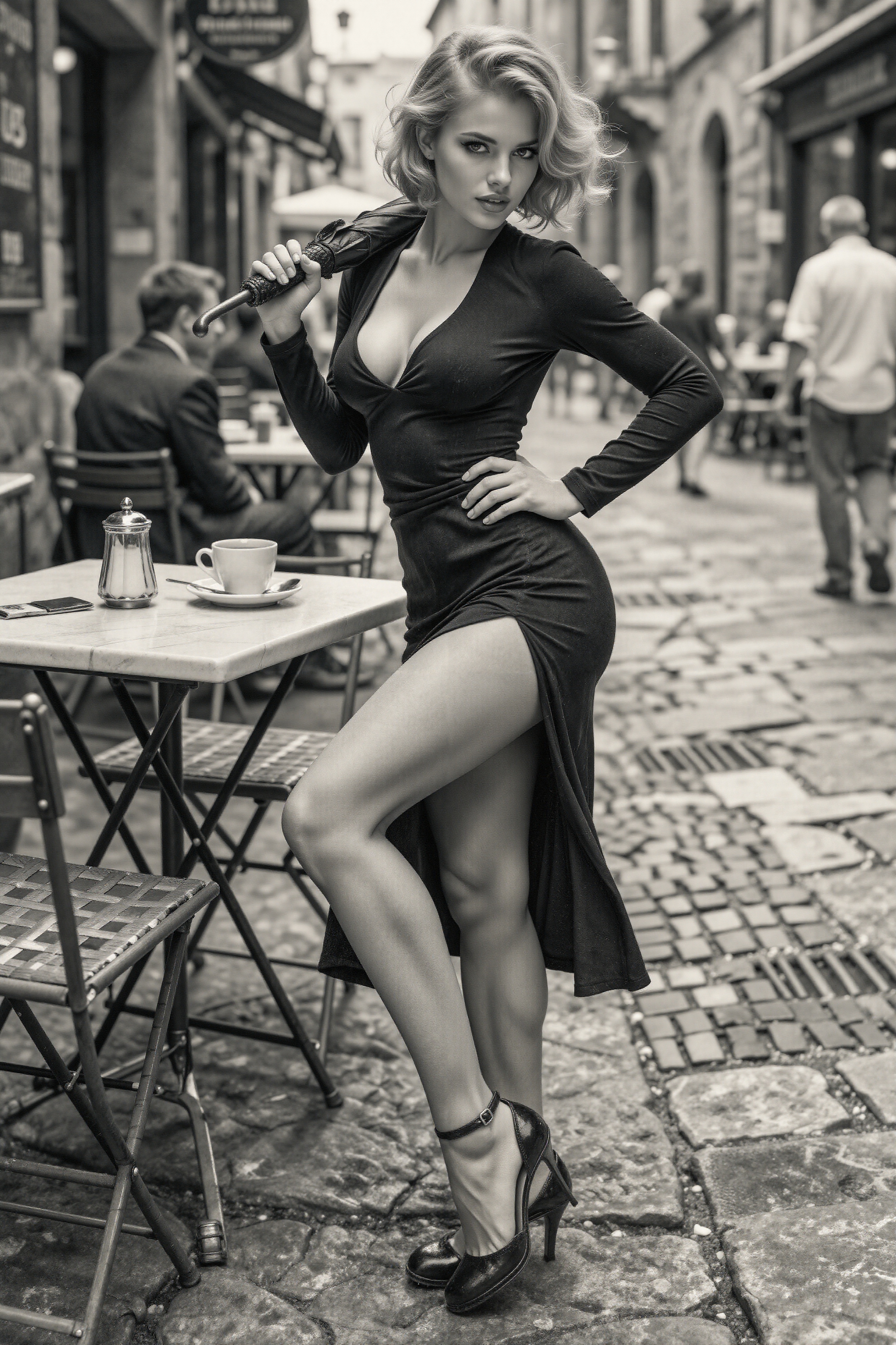 Elegant Street Cafe Pose