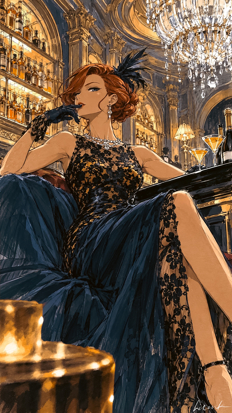 Elegant Lady at the Bar