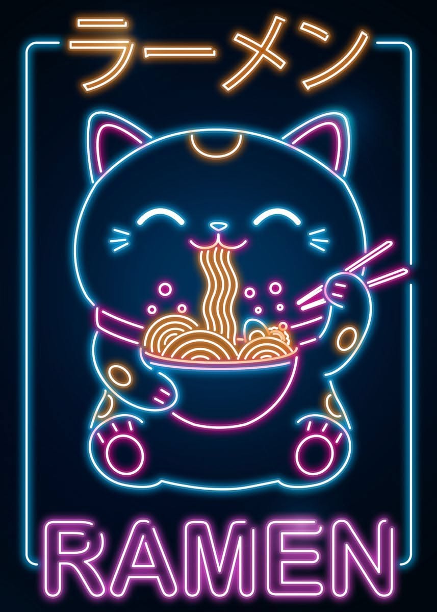 Neon Ramen Cat