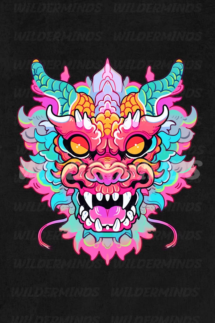Neon Dragon Head