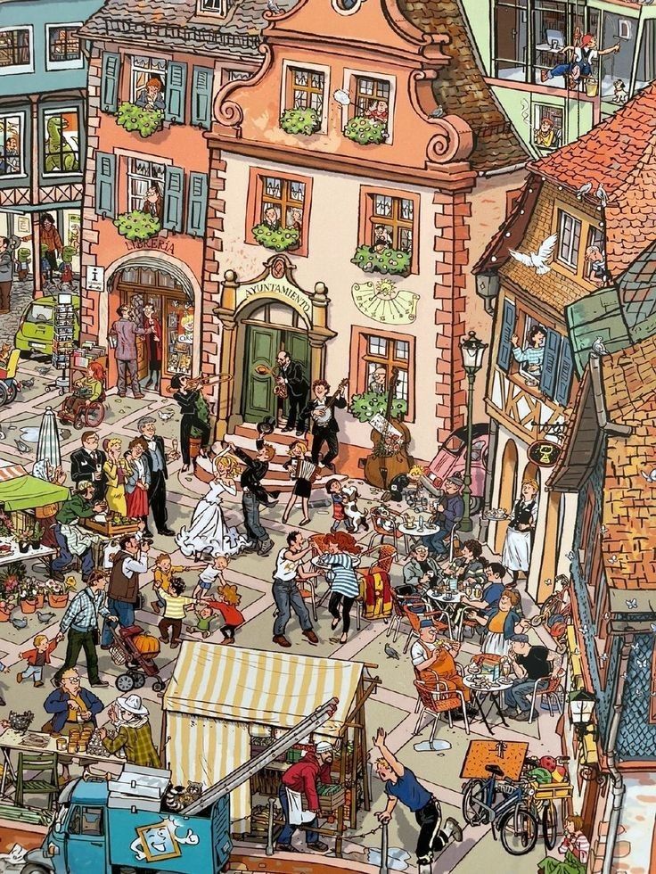 Vintage Market Scene