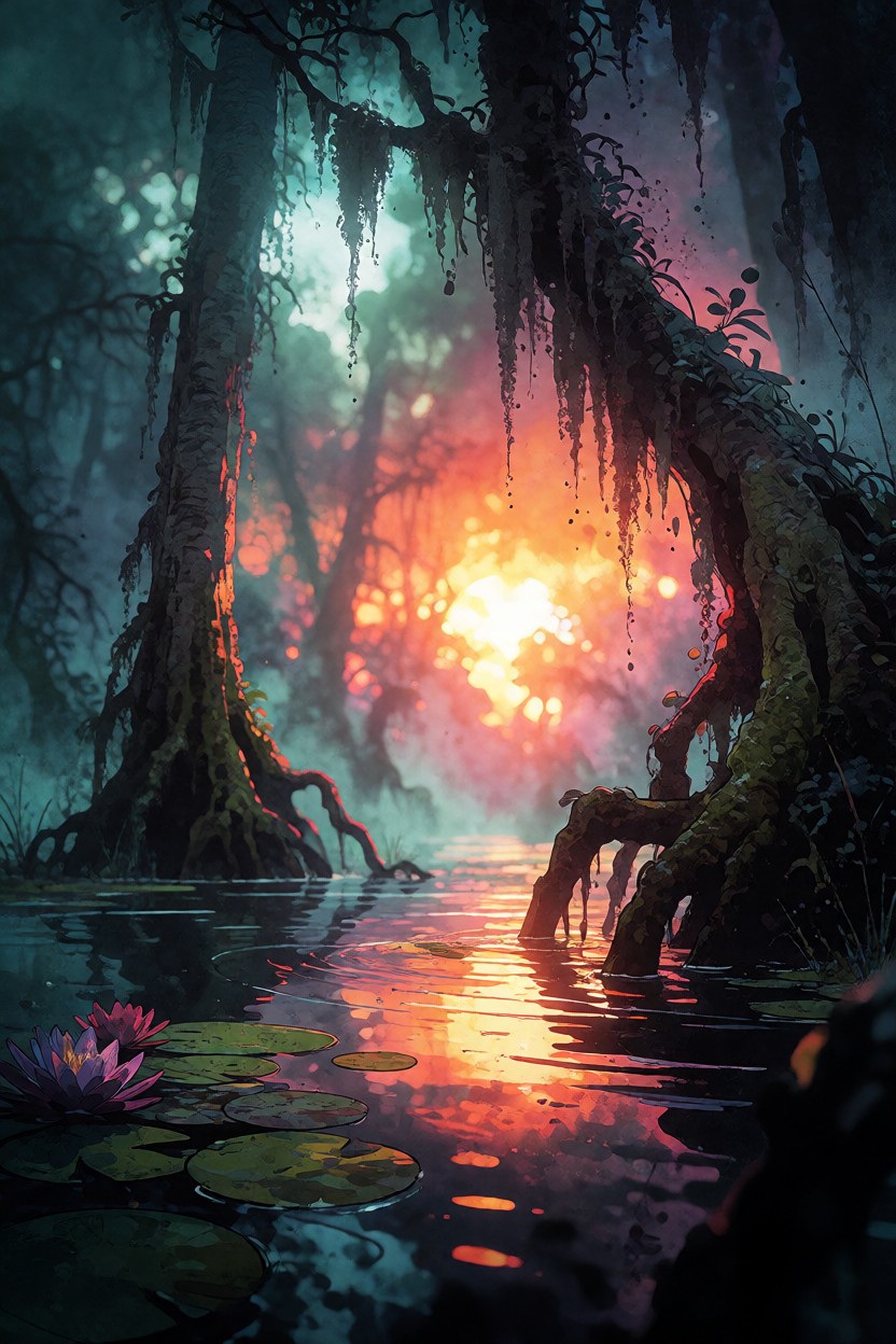 Mystic Swamp Sunset
