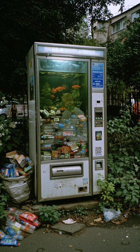 Abandoned Vending Machine Aquarium