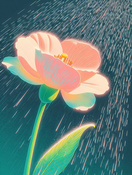 Rainbow Rose in Rain