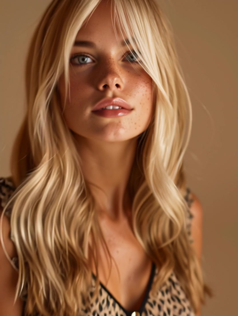 Blonde Model in Leopard Print Top