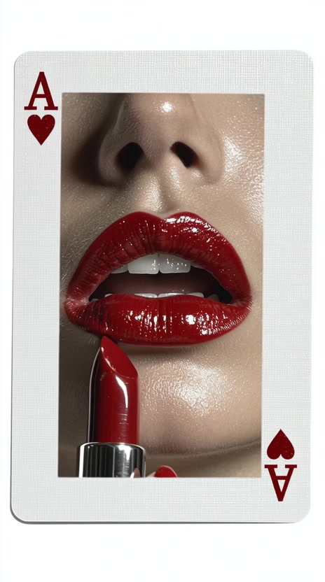 Red Lips on Ace Card