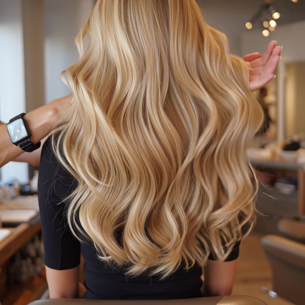 Blonde Waves in Hair Salon