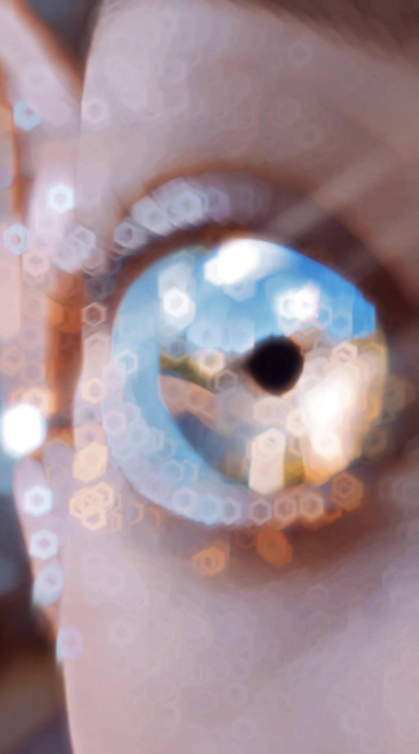 Close-Up Eye with Futuristic Hexagons