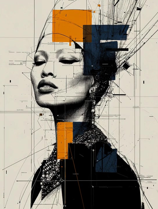 Abstract Portrait with Geometric Elements