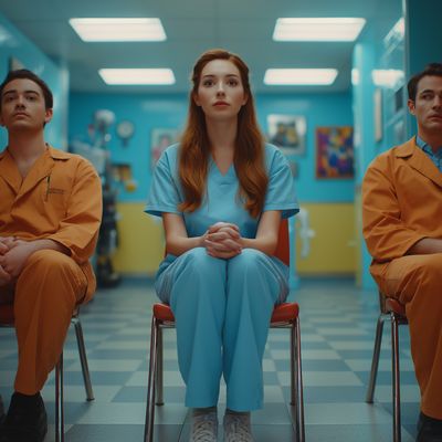 Prison Inmates in Blue Scrubs