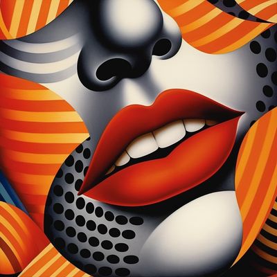 Abstract Artwork with Bold Lips