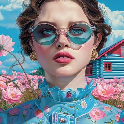 Elegant Woman in Floral Field