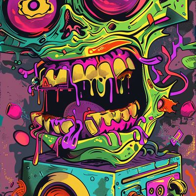 Psychedelic Skull Boombox