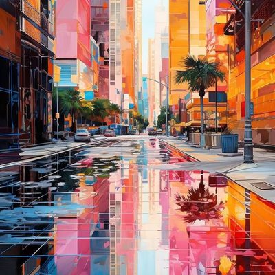 Rain-soaked Cyberpunk Street