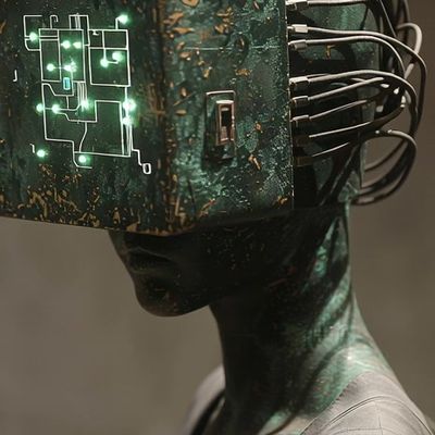 Cyborg Headed Statue