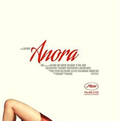 Anora movie poster minimalist red text