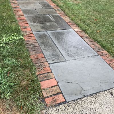 Concrete Pathway with Brick Edging