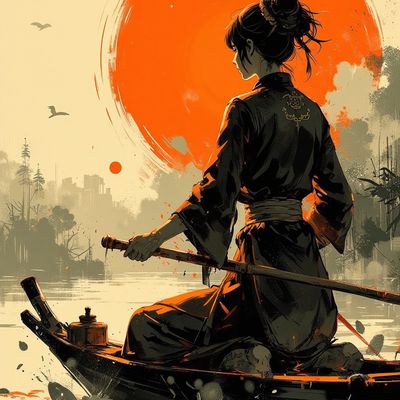 Samurai Woman Rowing