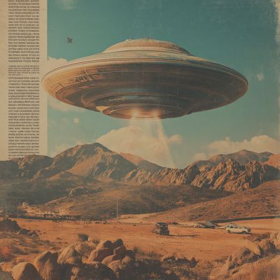 UFO Hovering Over Desert