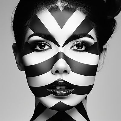 Abstract Striped Face Art