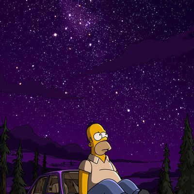 Homer Simpson under the stars