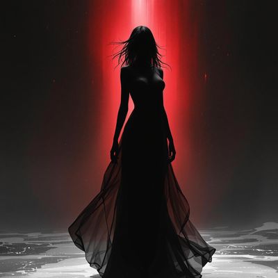 Silhouette of a Woman in a Long Dress