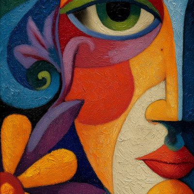 Abstract Portrait with Vibrant Colors