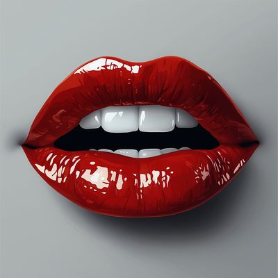 Glossy Red Lips