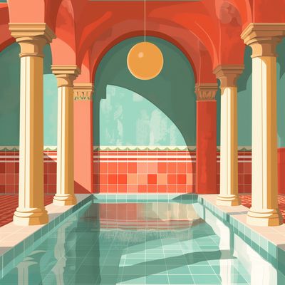 Vintage Roman Bathhouse Interior
