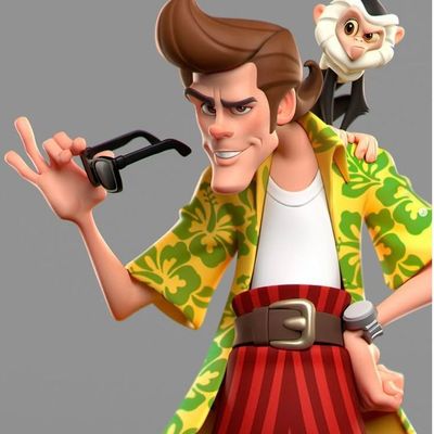 Cartoon Guy with Sunglasses and Monkey