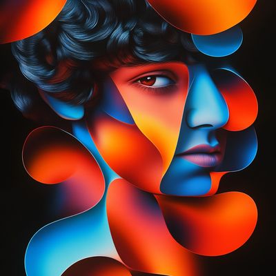Abstract Portrait with Colorful Shapes
