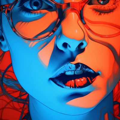 Blue and Orange Abstract Portrait