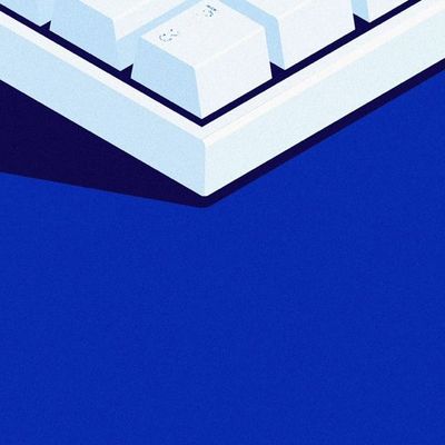 Close-Up of White Keyboard on Blue Surface