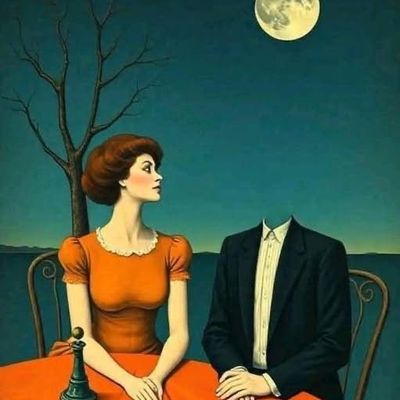 Surreal Couple under Moonlight
