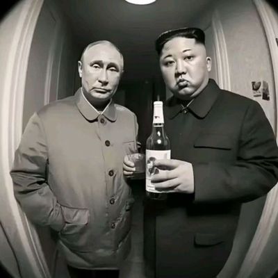 Two Leaders in Uniform leaders uniforms formal black-and-white bottle