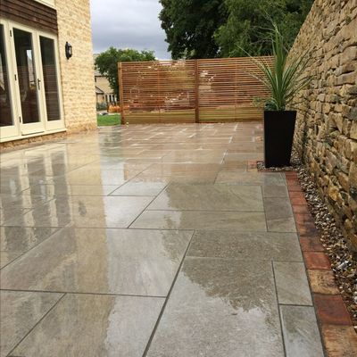 Modern Patio with Stone Tiles