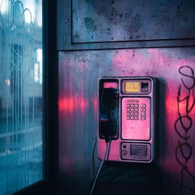 Vintage Payphone in Neon Light