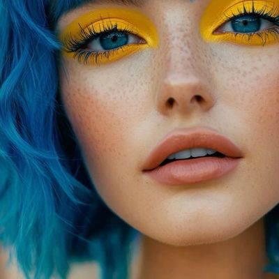 Blue Hair and Yellow Eyeshadow