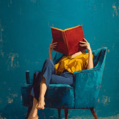 Person Reading Red Book