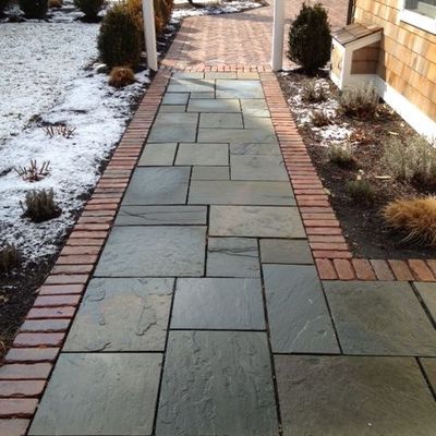 Stone Pathway with Brick Edging
