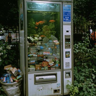 Abandoned Vending Machine Aquarium