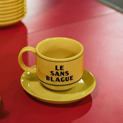 Yellow Cup with French Text