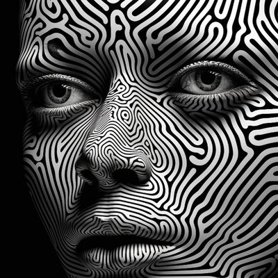jonj38 black and white only Op Art Close   up Tiger face Interg 2084a13b 90a1 4f02 9ac5 ccda72597533