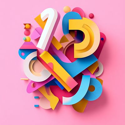 Colorful 3D Numbers on Pink